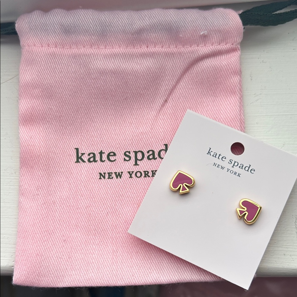 kate spade Pink and Gold Spade Stud Earrings NWT